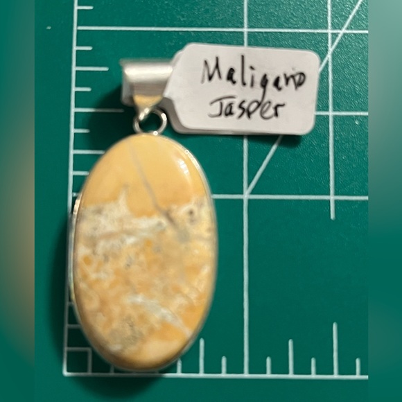 Maligano Jasper Oval Pendant with Sterling Border - Picture 6 of 6
